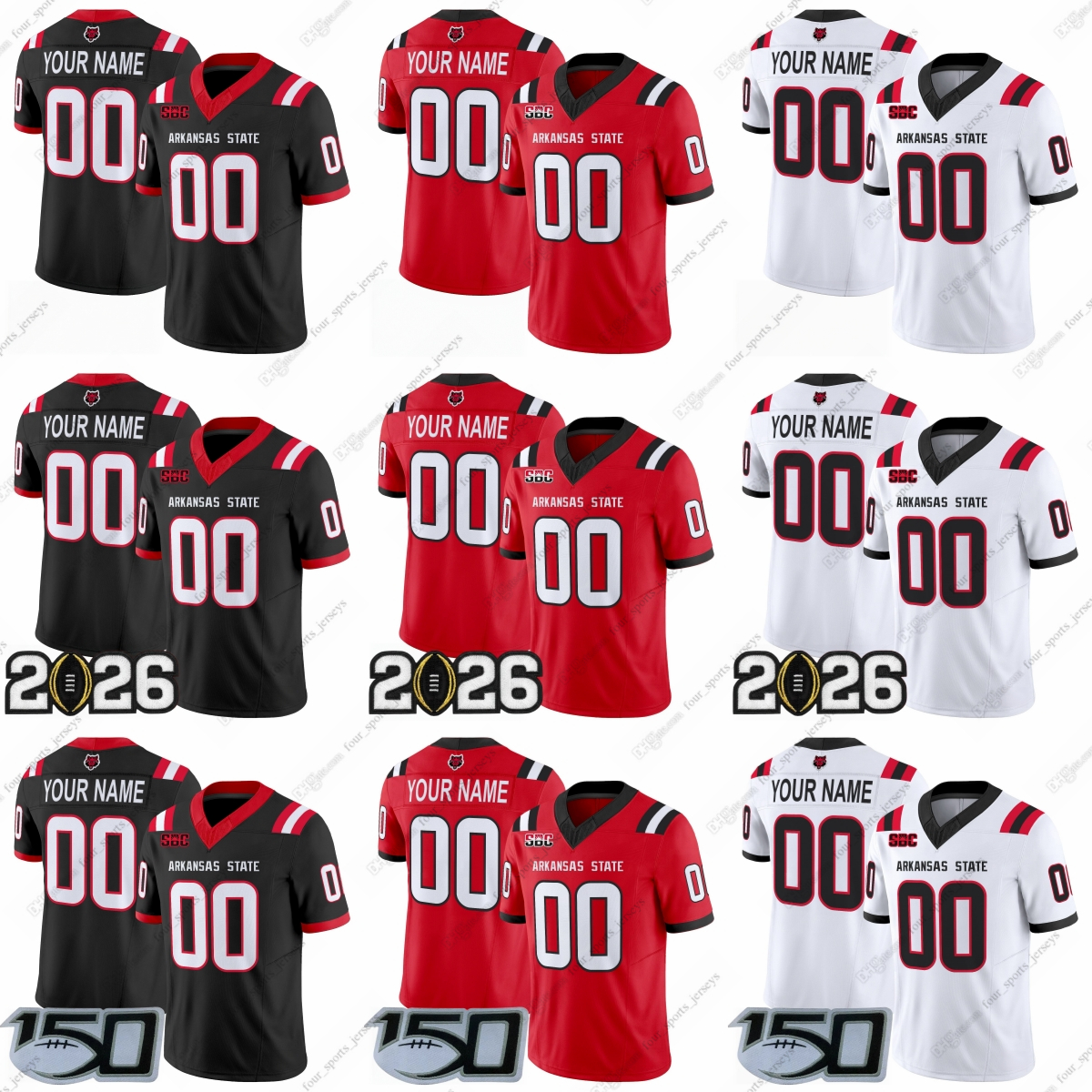 Custom Arkansas State Red Wolves 9 Trey Owens college Football Jersey 5 Kenyon Clay 2 Chauncy Cobb 3 Hunter Summers 23 Solomon Baggett 22 Ezell Joll