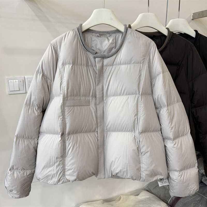 Jacket Korean Style O-Neck Quilted for Women Winter 2025 New Long Sleeved Warm Coats Solid Color Zipper Thickened Outerwears H260917