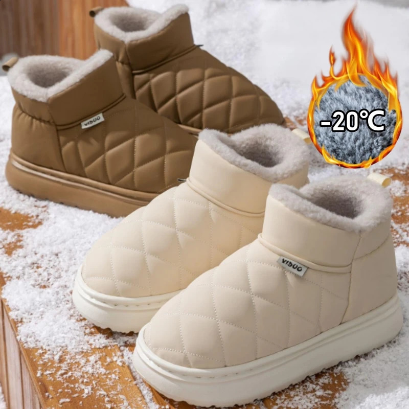 Waterproof Slip Resistant Winter Snow Boots Women Outdoor Traction Sole With Fur Lining Platform Cozy Slip On Slipper Shoes 260916