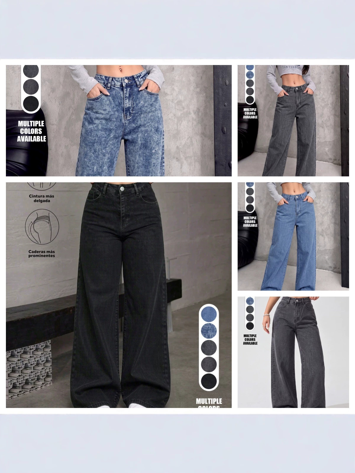 Cross-border bestseller: TikTok and high-waisted, multi-colored, washed denim pants with a flattering, floor-length design for women dc