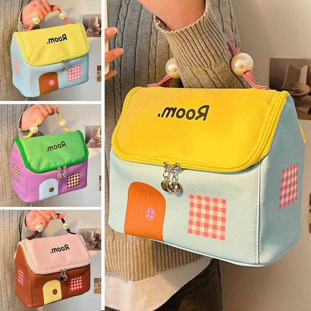 Capacity Portable Large Small House Shaped makeup bag Durable Oxford cloth Dopamine Color Travel Makeup HandbagT260917