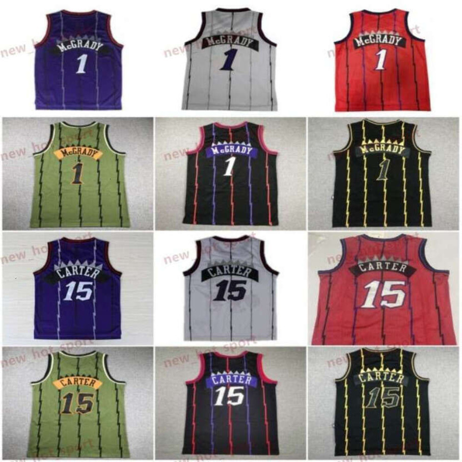 Vintage Basketball Jersey Tracy Mcgrday Vince Carter Purple White Red Black Green Blue Classic Retro Stitched