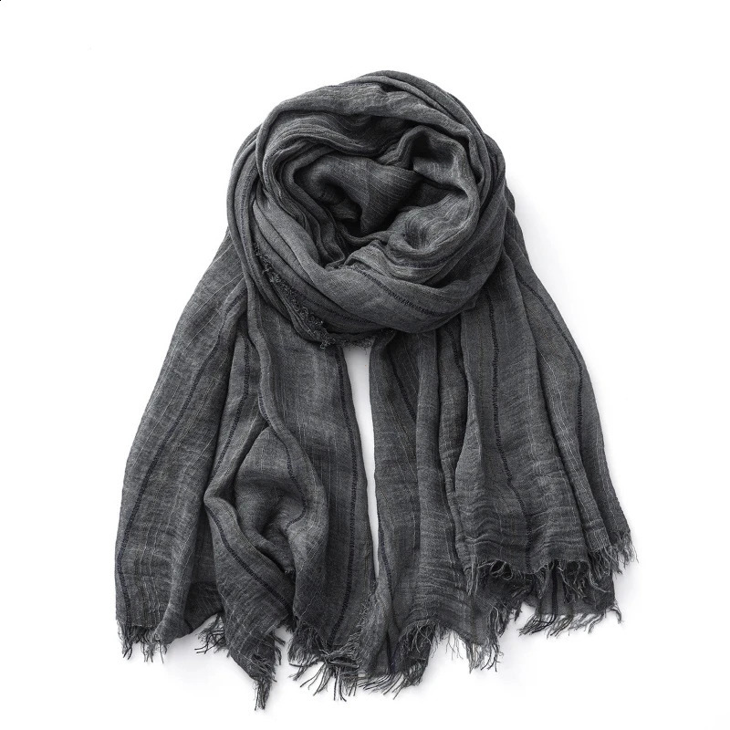Fashion Striped Cotton Linen Scarf for Men Women Autumn Winter Long Soft Shawls and Wraps Short Tassel Bufanda Male Accessories 260917