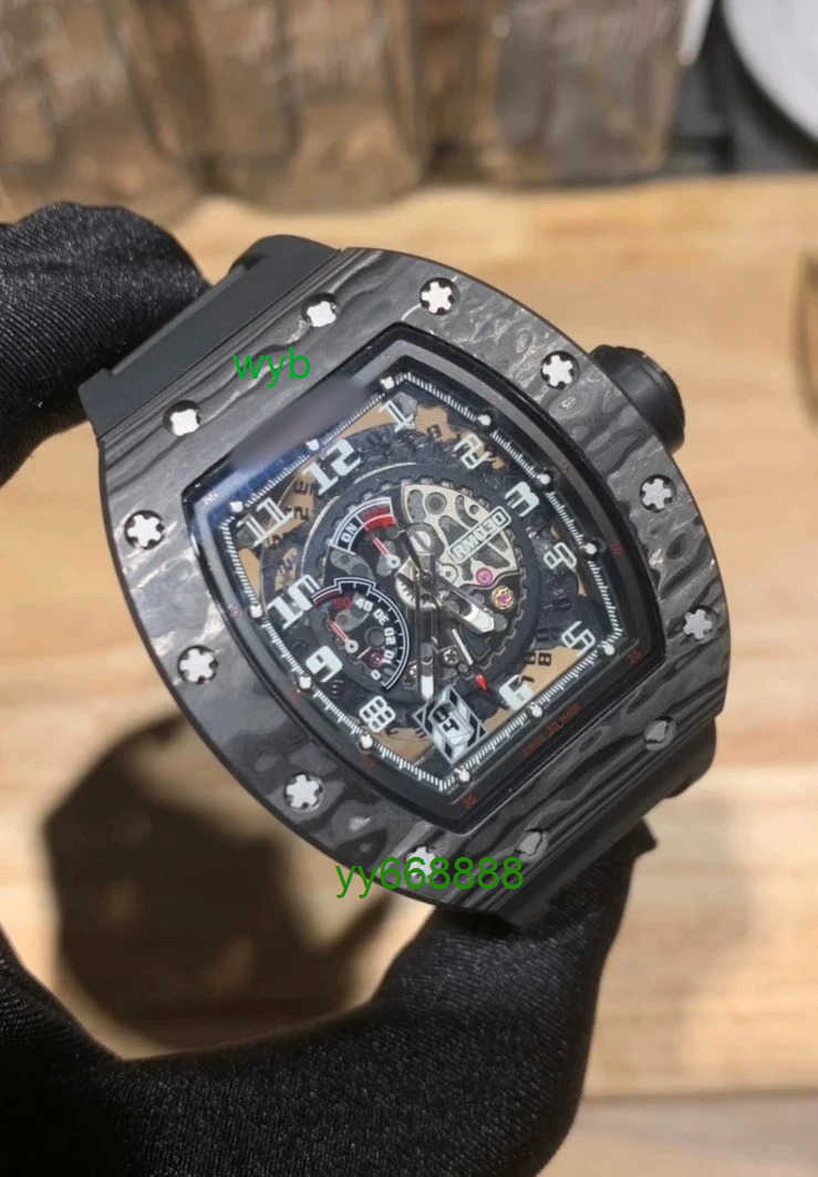 Men Watches Luxury Watch R 030 Black Carbon Fiber Automatic Mechanical Watch Men's Watches R M 30 Wristwatch Sport Watch WYB