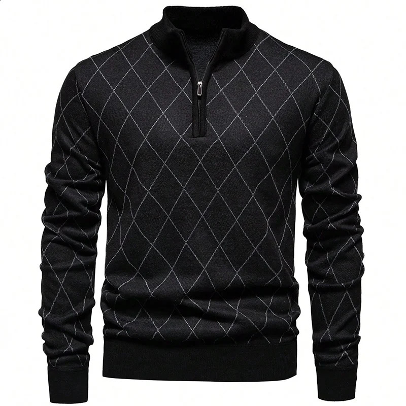 Mens Fashion Sweater Half Zip Collar Knit Pullover Casual Sport Golf Sweaters American Size Male Autumn Winter Clothes 260916