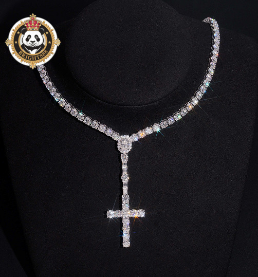 Trendy New Arrivals Custom Made Sterling Silver Link Chain Bracelet with Cross Design Gold Plated Hip Hop Style