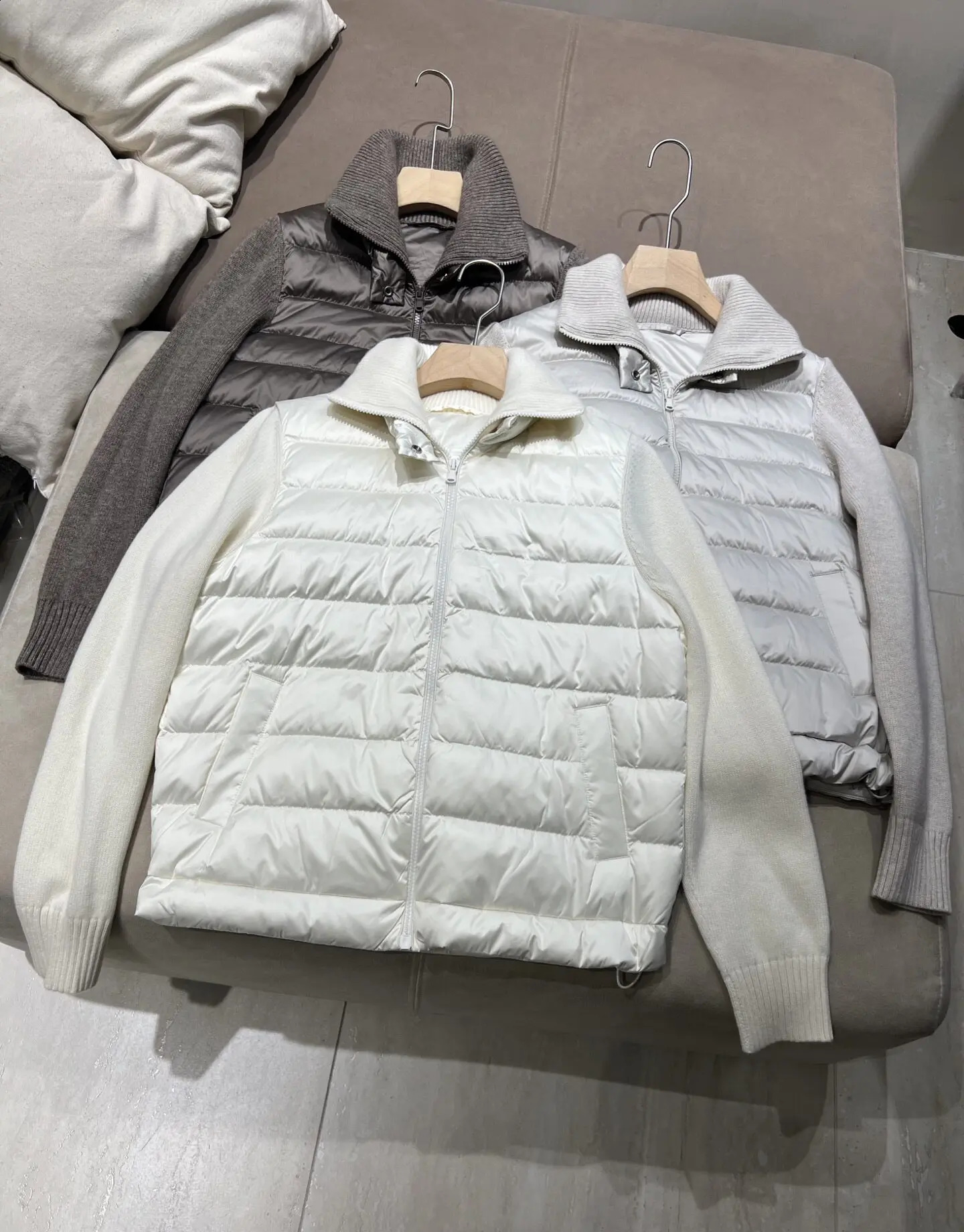 2026 Womens AutumnWinter Cashmere and Goose Down Coat with Lapel Collar 260916