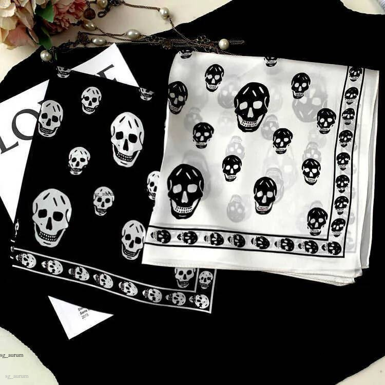 2025 new fashion ghost head skull 53cm small square Female Spring and autumn mulberry decoration all match silk scarf H241207