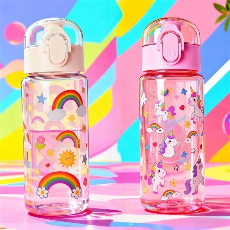 3D Printed Transparent Water Cup with Cartoon Patterns 550ML Vivid Color Fade-Resistant Cute Stylish Durable260821ww