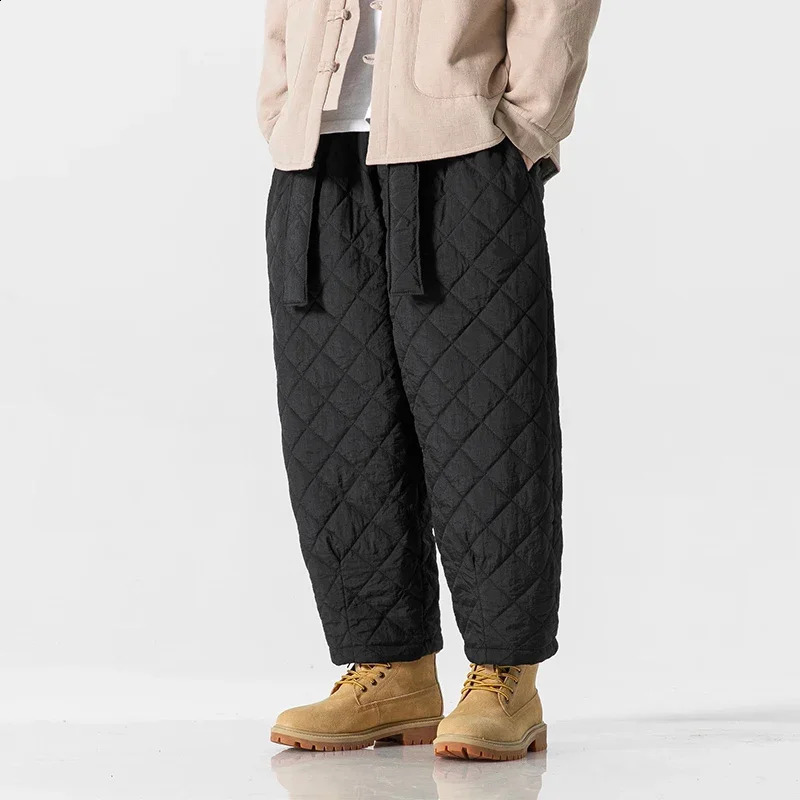 Winter Pants Men Thickened Padded Casual Warm Chinese Style Straight Trousers High Quality Loose Drawstring Sweatpant Men 260917