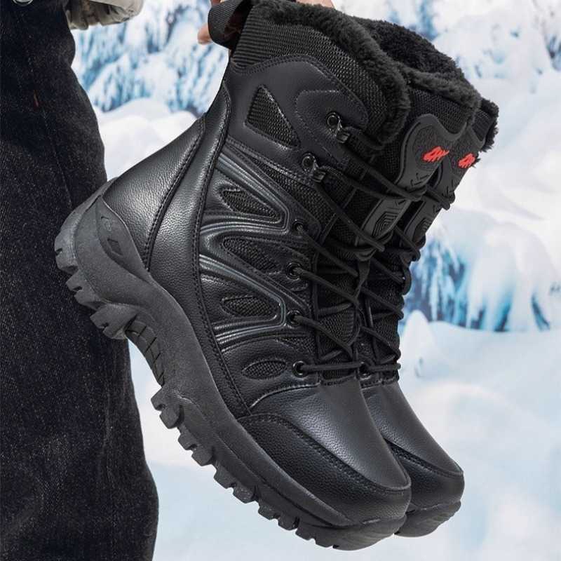 Winter Men's Boots Thicken Plush Warm Snow Boot Outdoor Non Slip Mountaineering Hiking Cotton Boot Winter High-top Boots for Men D260917