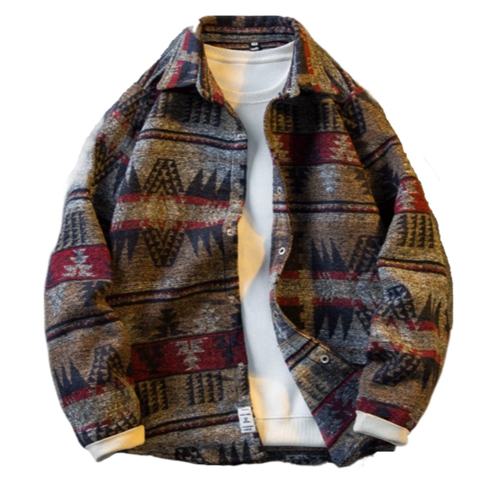 Men's Trendy Japanese Retro Ethnic Coat Soft Brushed Flannel Shacket Long Sleeve Casual Spring Fall Warm Wool Blend Shirt Jacket 26Y0917
