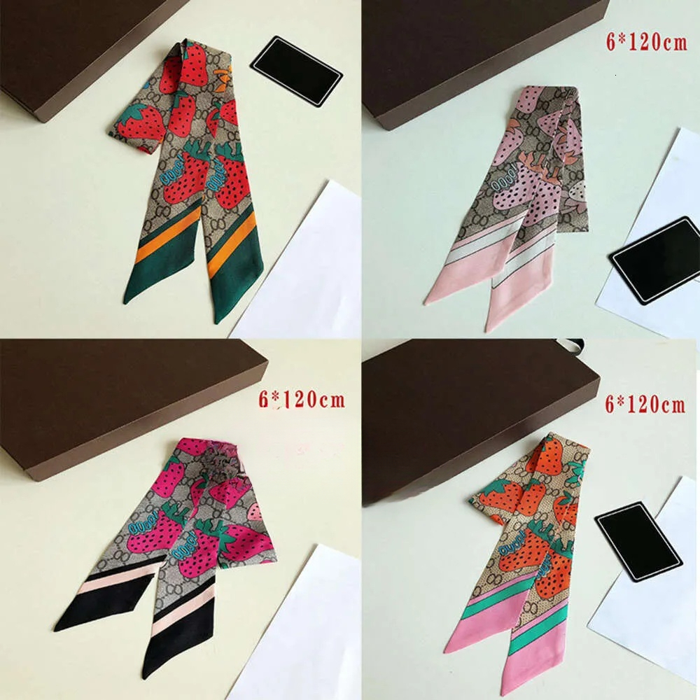 Foulards dames créateur de mode cheveux ceinture sac à main écharpe qualité soie matériel taille 6x120cm