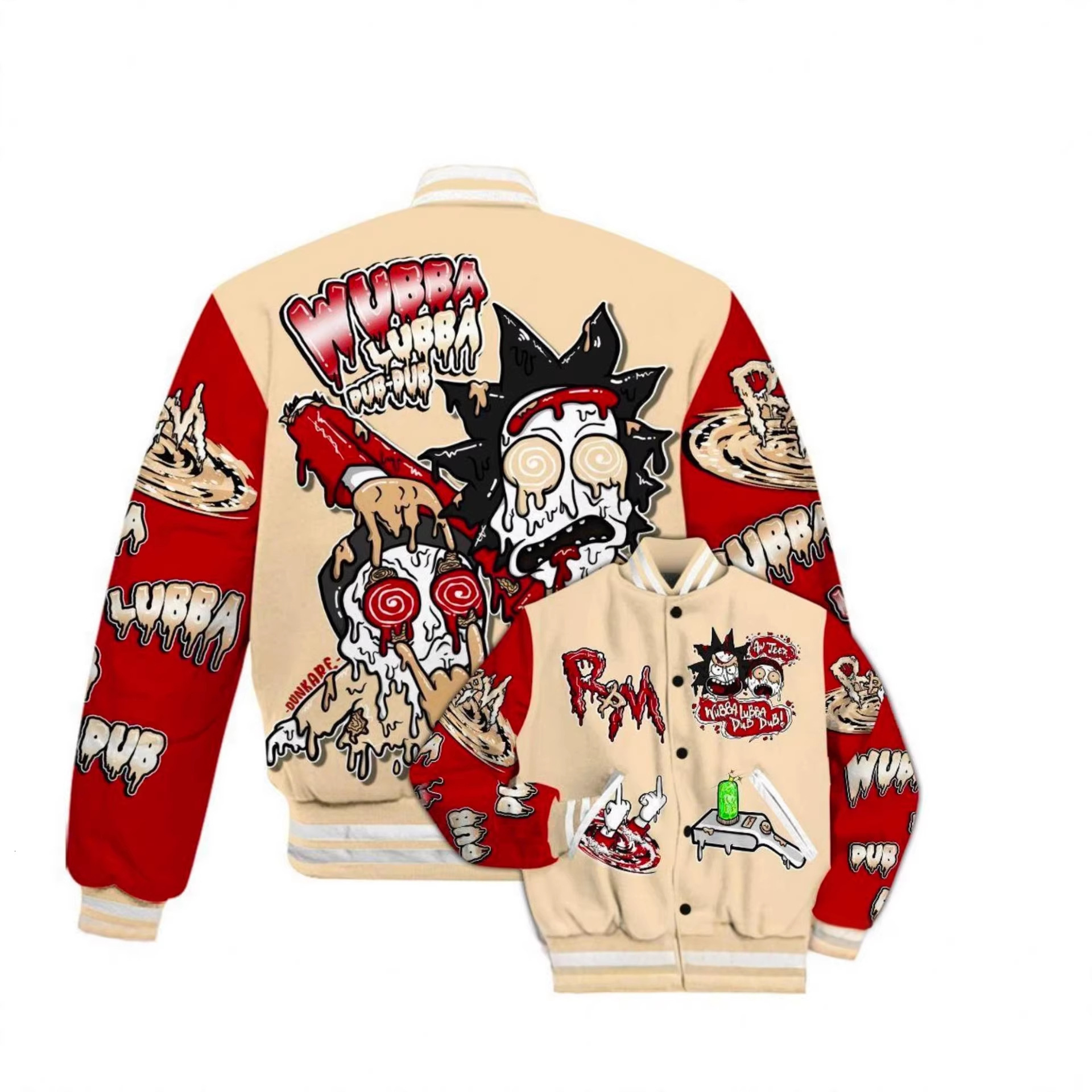 Hot-Selling Couple European and American Court Style 3D Printed Baseball Jacket Customizable One-Piece Dropshipping Single-Breasted Sweatshirt 7f