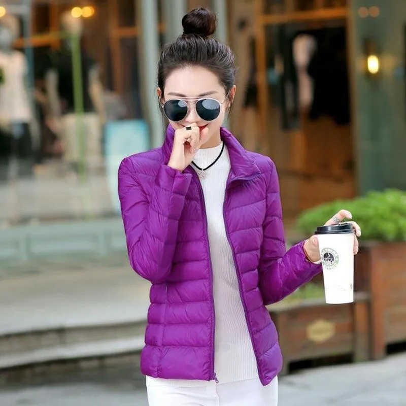 Autumn Winter Down Jacket 2024 Women Parkas New Stand-UP Collar Warm Cotton Padded Jacket Light Thin Down Coats Ladies Outwear H260917
