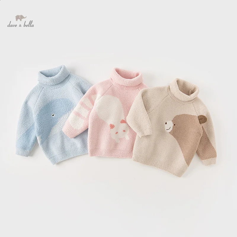 Dave Bella Winter Autumn Winter Girls Boys Baby Clothes Tops Undershirt Sweater Cartoon Turtleneck Fashion Casual DB4237172 260916