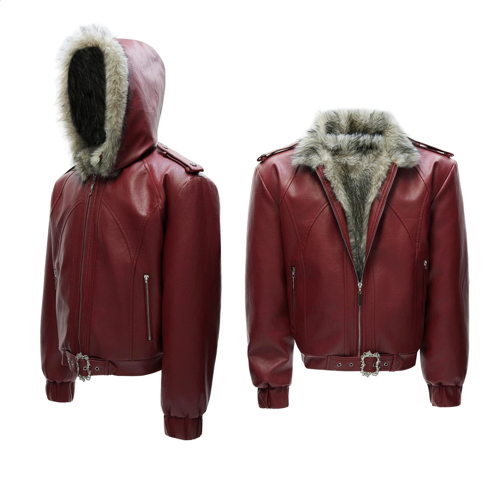 Winter Men's Faux Fur Coat High Street Solid Color Zippers Thickened Warm Loose Male Wool Liner Leather Jackets 260917