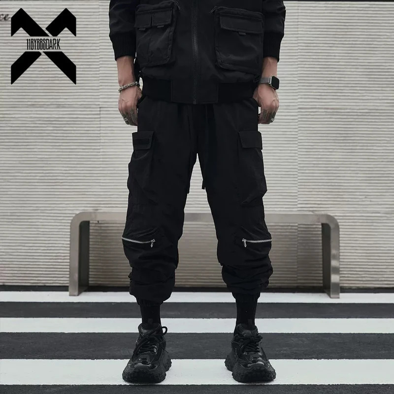 2026 Autumn Tactical Joggers Pants Streetwear Mens MultiPockets Cargo Pant Black Utility Work Elastic Waist Casual Trousers 260915