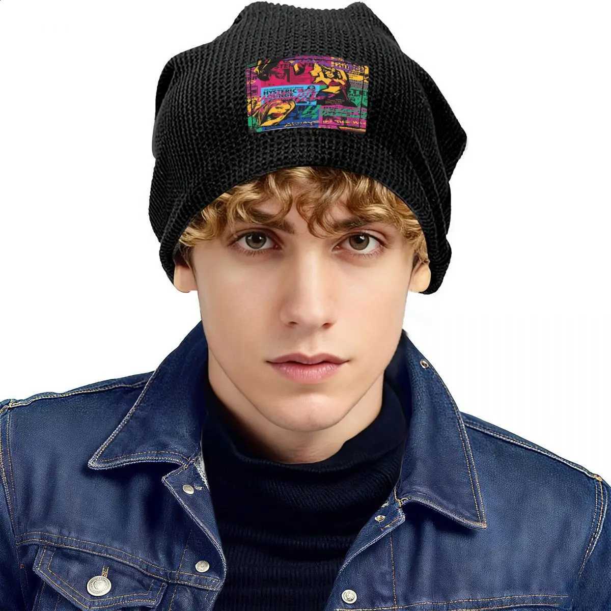 Hysteric Glamour American Retro Waffle Knit Fleece Lined Beanie with PU Leather Patch Unisex Warm Winter Soft CapT260916
