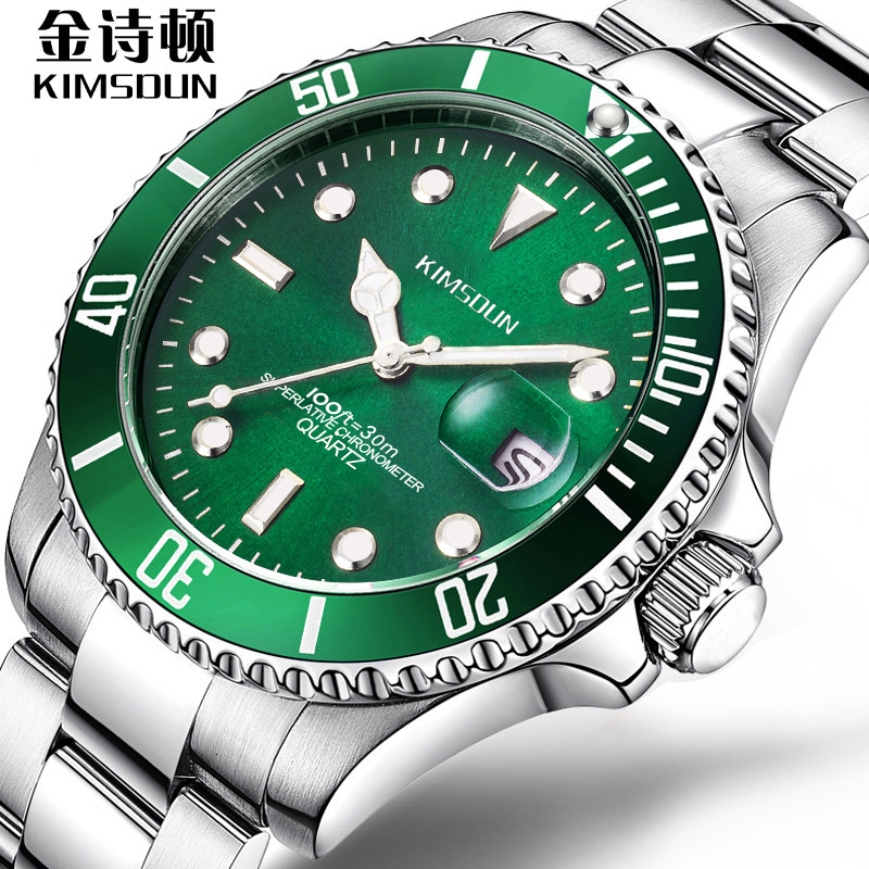 luxury watch Water Ghost Watch Men's Fashion Stainless Steel Band Luminous Waterproof Quartz Watch Men's Watch Hot Sale mens watches high
