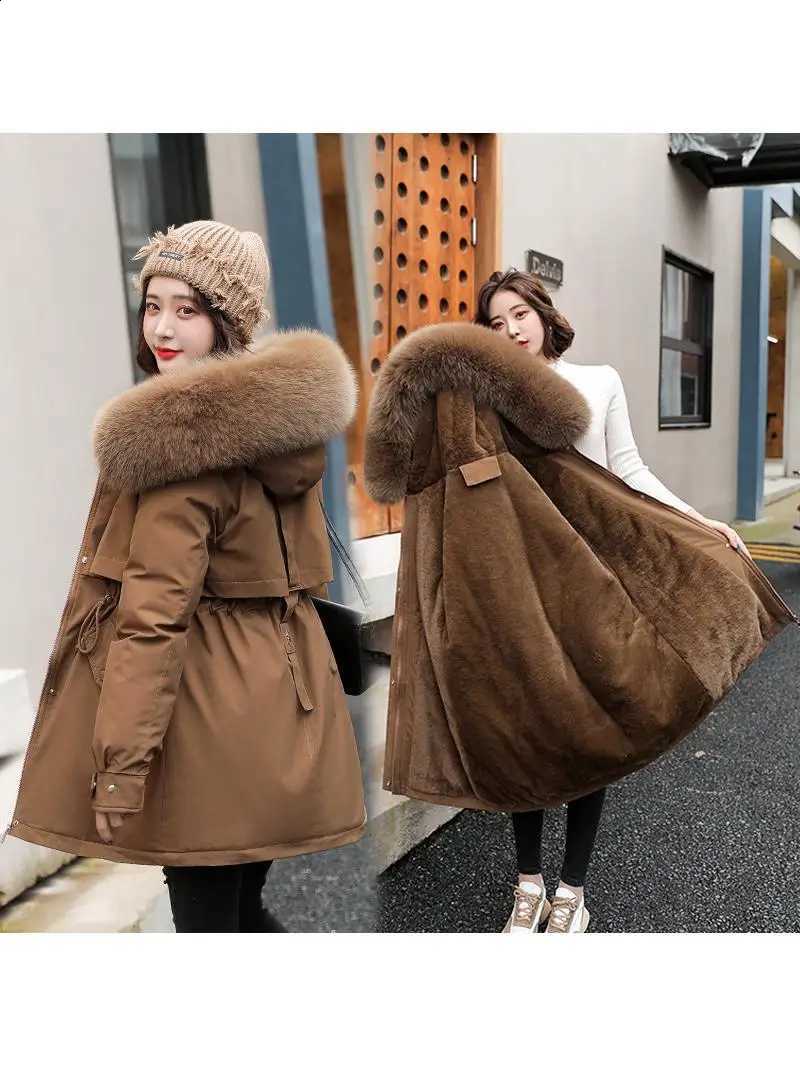 Women's down Cotton Jacket Winter Clothes 2025 New Style Loose Fit Korean Version Long Hooded Coat Trendy Large Size H260917