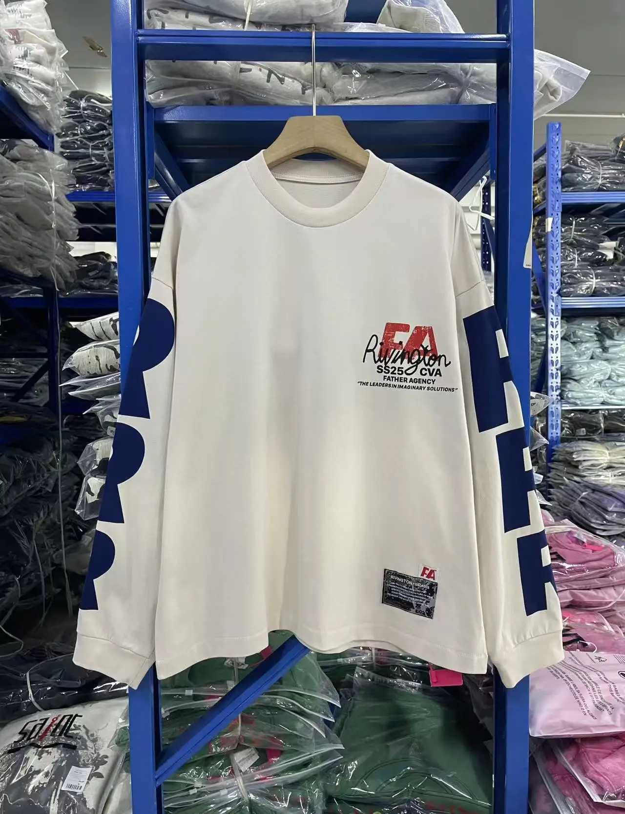RRR123 25SS Trendy Graffiti Letter Slogan Casual American High Street Loose Men's and Women's Popular Long Sleeve T-shirt X260916