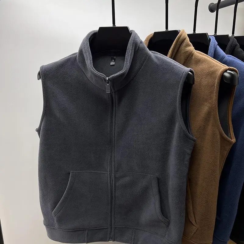 Double-Sided Fleece Zipper Jacket Thickened Warm Sleeveless Autumn Winter Men's Vest Fashionable Casual Style Youth Target 260916