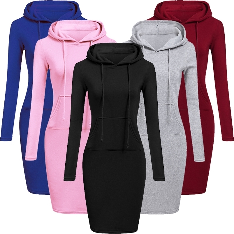 Ladies Dress Autumn Women Hooded Dresses Hoodies Women Sweatshirts Women Hoodies Dress Tops Ladies Clothing 260917