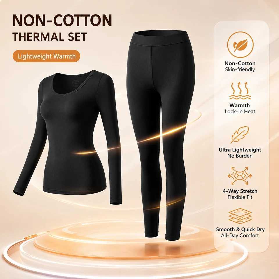 Non Cotton Thermal Underwear Set Lightweight Warmth Skin Friendly Quick Dry 4 Way Stretch Base Layer For Winter Women H260916