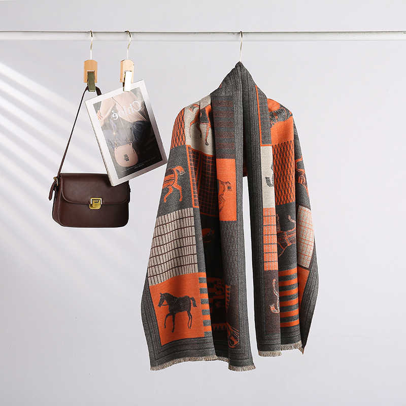 Horse Retro Print Large Shawl Multi Color Scarf Women Ideal for Winter Warmth Style size 190x65cm S260917QUXP