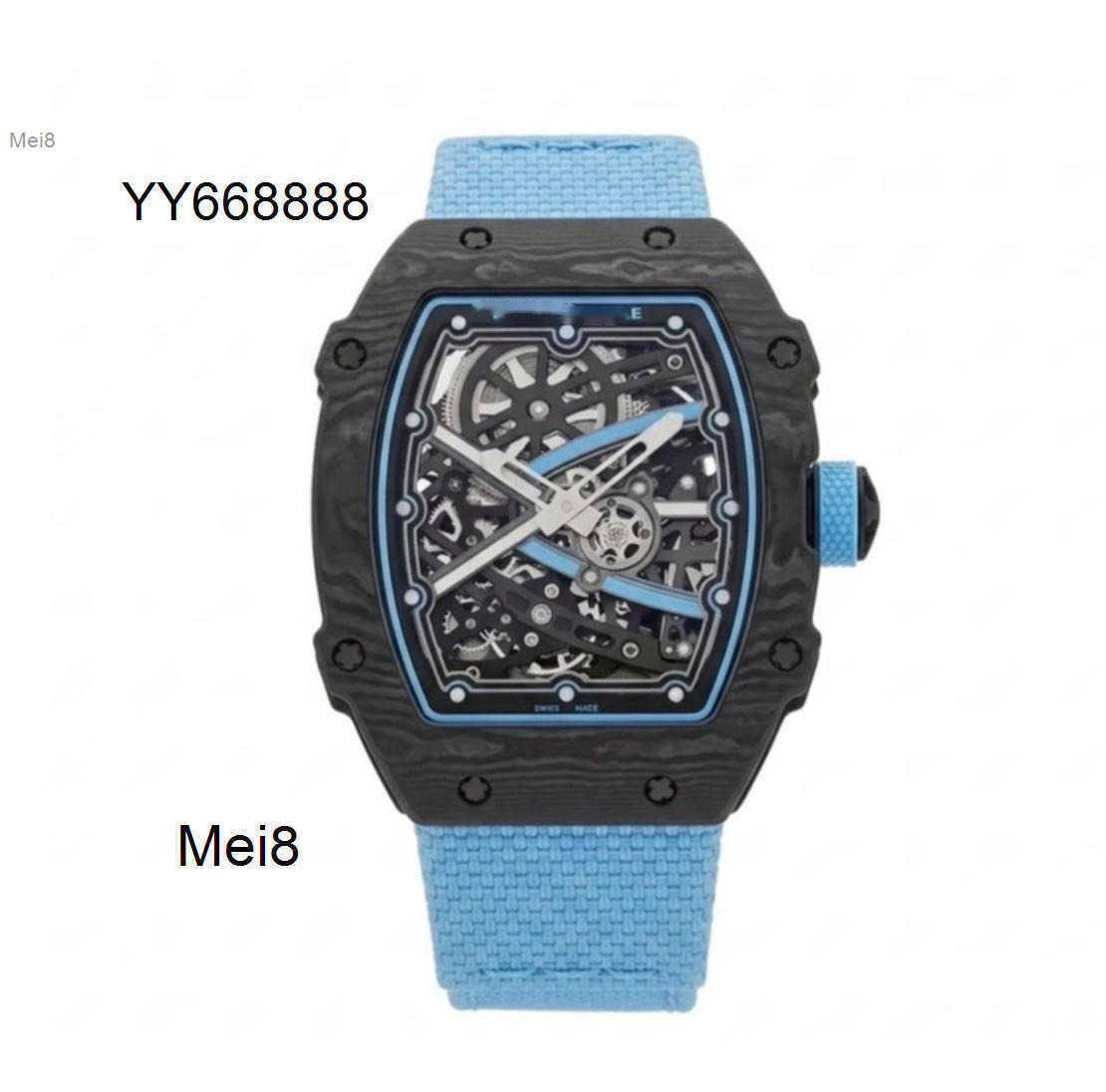 Mens watches high quality R M 6702 New Colors Automatic Mechanical Watch CRMA7 Tourbillon Hollow movement sapphire Mirror Customized Carbon Fiber ca