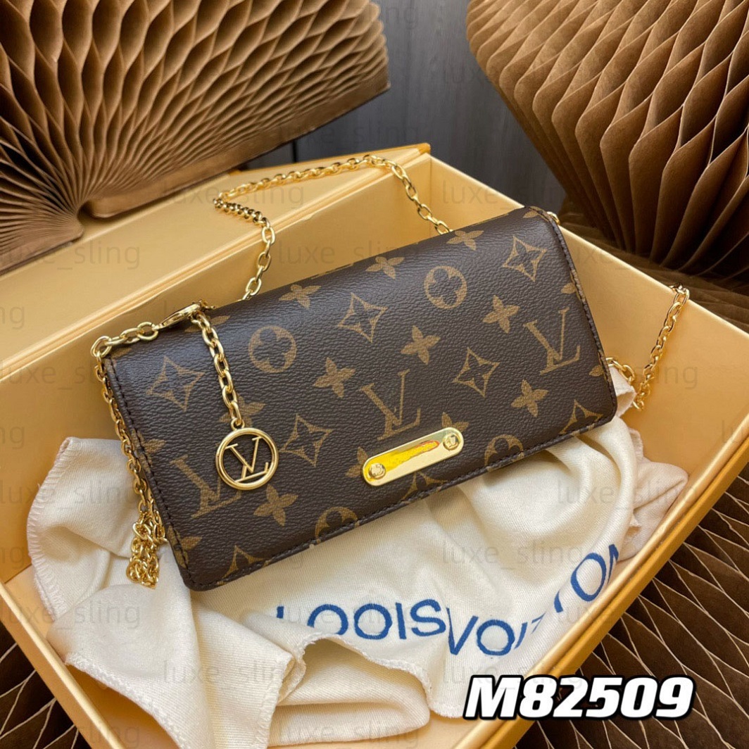 New brand Lily WOC M82509 Monogram Chain Wallet Crossbody Bag for women leather shoulder bag Flip designer bag chain bags vintage evening bag lady s
