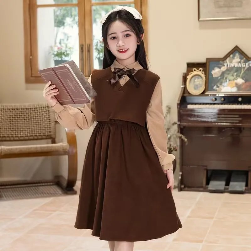Patchwork ALine Girls Dress Spring Autumn Kids Party Wear