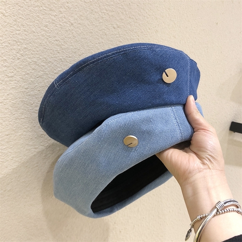 Women Retro Denim Berets Hat JK Korean Solid Color sboy Beret For Lady Girl Outdoor Sunshade Octagonal Painter Artist Hats260915ww