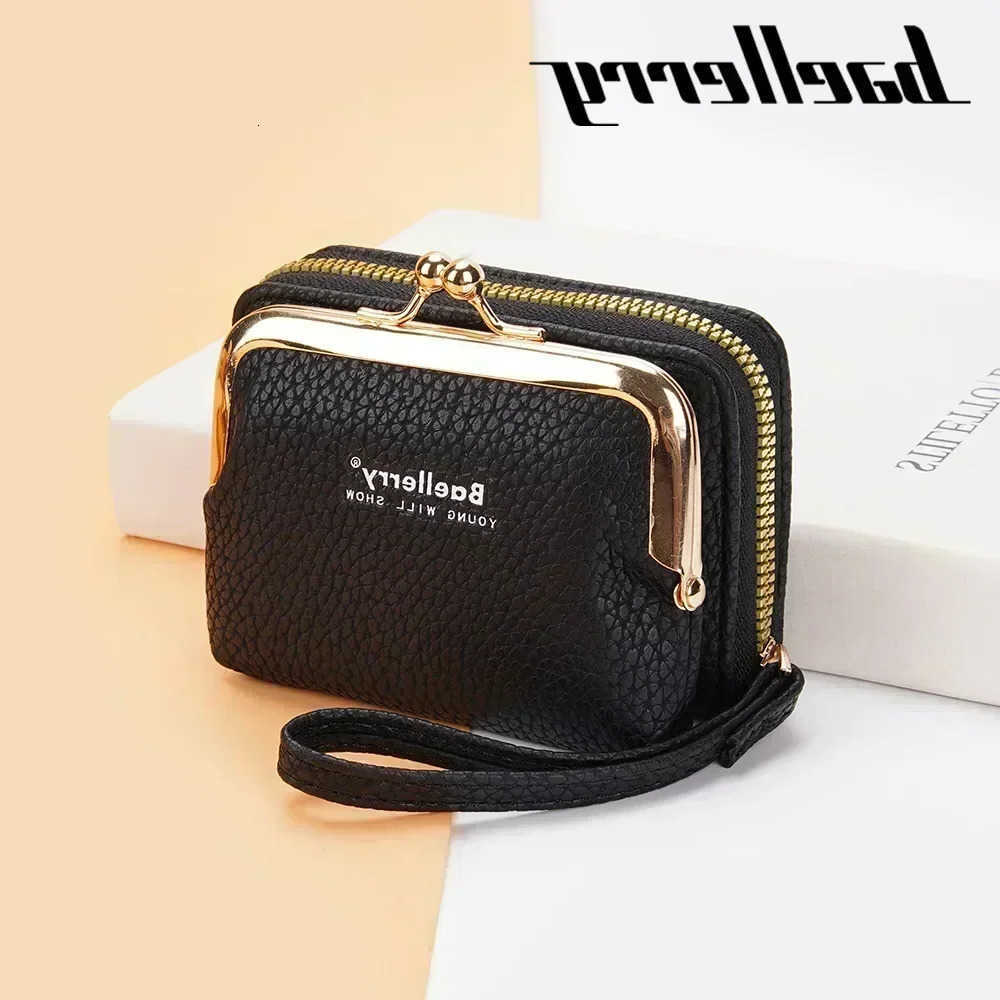 Women's 2024 New PU Leather Mini Women's Wallet Wrist Strap Short Zero Wallet Coin Clip Bag Multi Bag Money ClipT260917