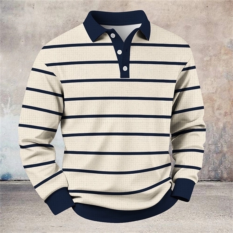 Tailored Turn-Down Collar Shirt Long Sleeve Button Up with Thin Stripe Accents for Work Meetings Versatile Wear 260916CJ