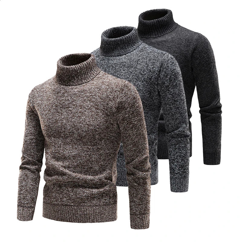 Men Turtleneck Sweaters and Pullovers Fashion Knitted Sweater Winter Men Pullover Homme Wool Casual Solid Clothes 260916