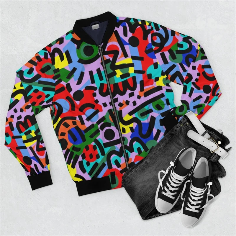 Harajuku Y2K Zipper Golf Coat For Men Fashion Bomber Jacket Stripe Men's Pullovers 3d Sweatshirt Long Sleeve Jackets 260916