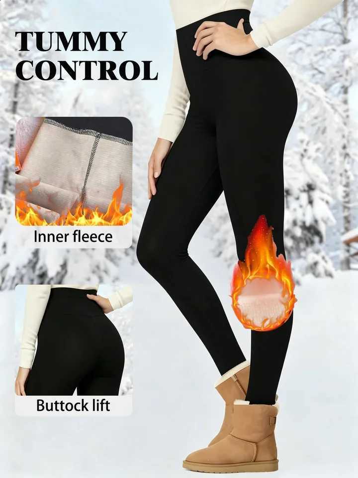 Winter Fleece Lined Leggings Women High Waist Tummy Control Butt Lift Thermal Warm Thick Plush Lined Slim Fit Stretch Winter Pan H260916
