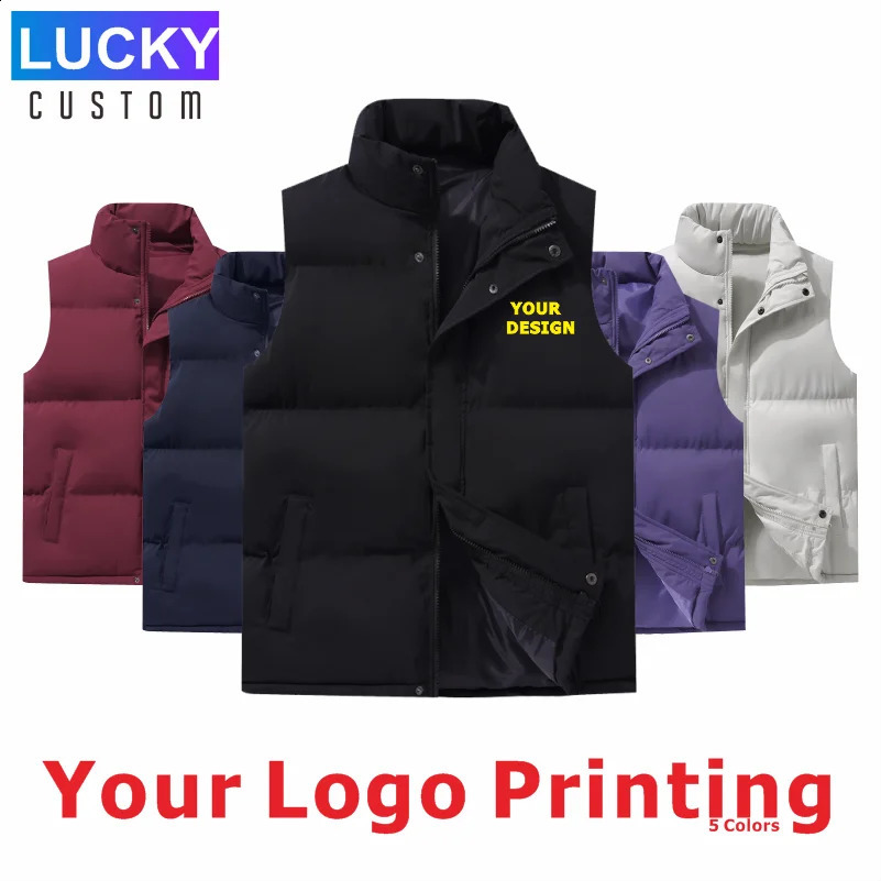 Print n Jacket Sleeveless Winter Trends Stand Colla Zipper Jacket Casual Coat Men Down Cotton Warm Thicken Waistcoat 260916