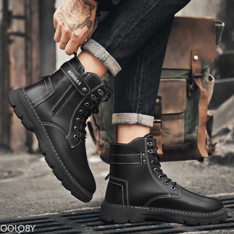 Casual Boots Men's Durable High-top Solid Color Outdoor Workwear Street fashion Handcrafted Design Work Boots D260917