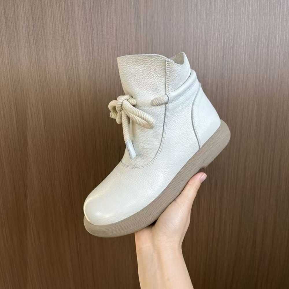 Boots Genuine Leather Warm Wool Winter Ankle Boots for Women Cotton Shoes Flat Bottomed Anti Slip Soft Bottomed Womens Boots D260917
