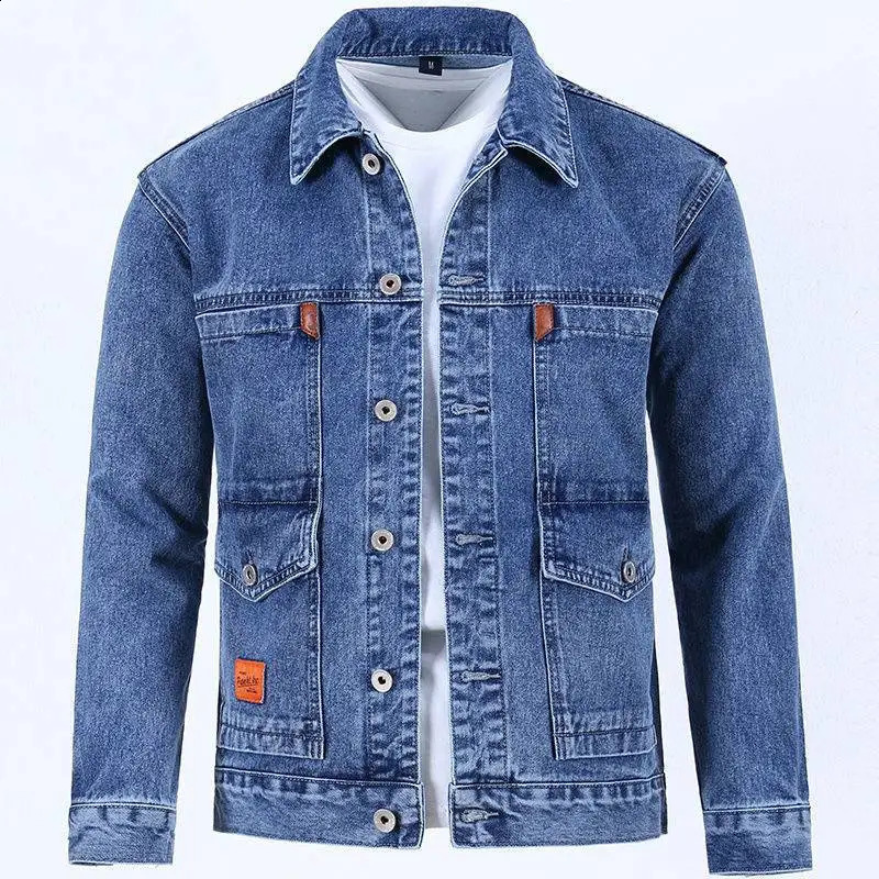 Men's Workwear Denim Jacket Spring Autumn Winter Large Size Trendy Youth Versatile Jacket Long Sleeve Button Decor 260917