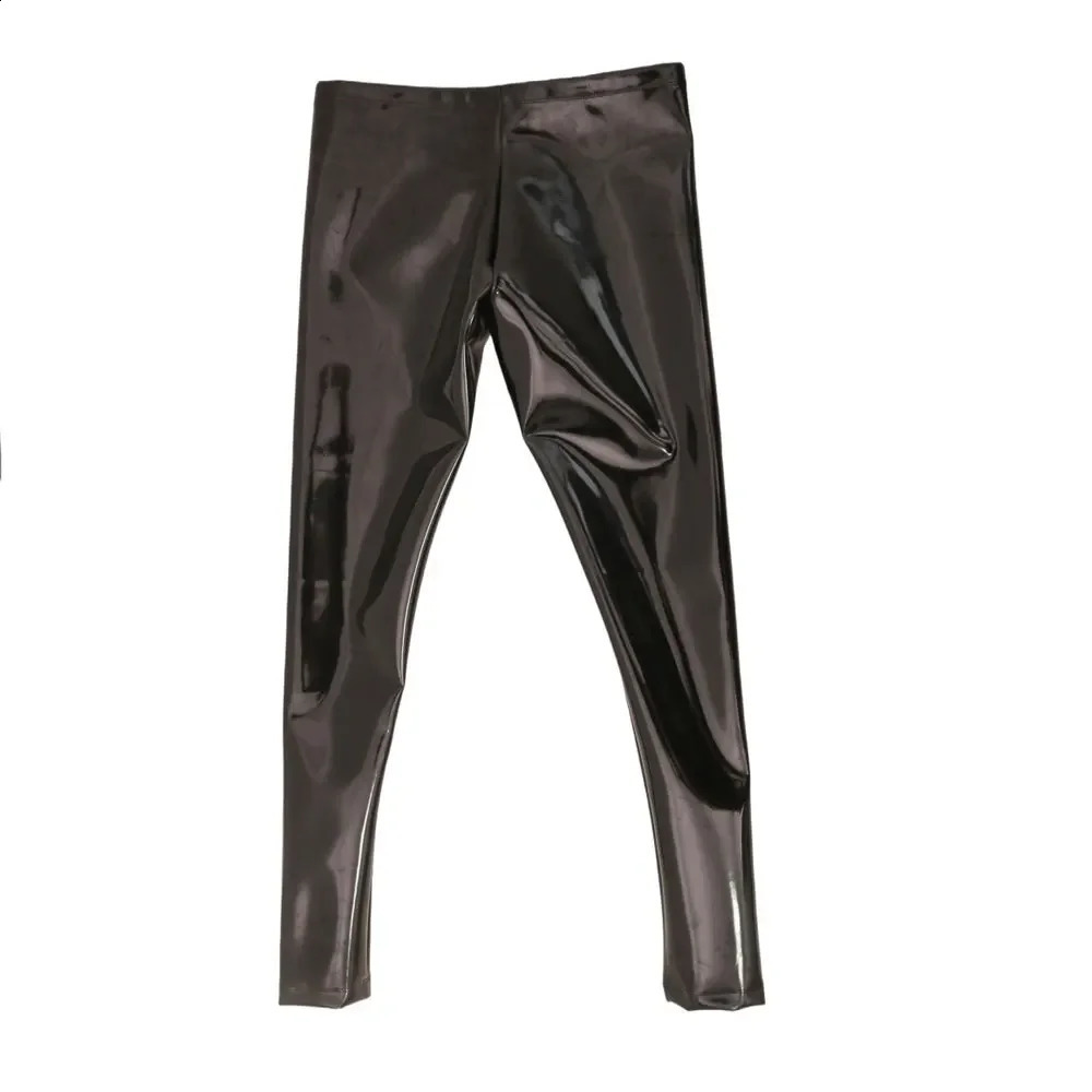 Sexy Men Waterproof PU Elastic Pencil Pants No-clean Double Side Slim Leg Trousers Latex Faux Leather Punk Shaping Pants Plus 260916