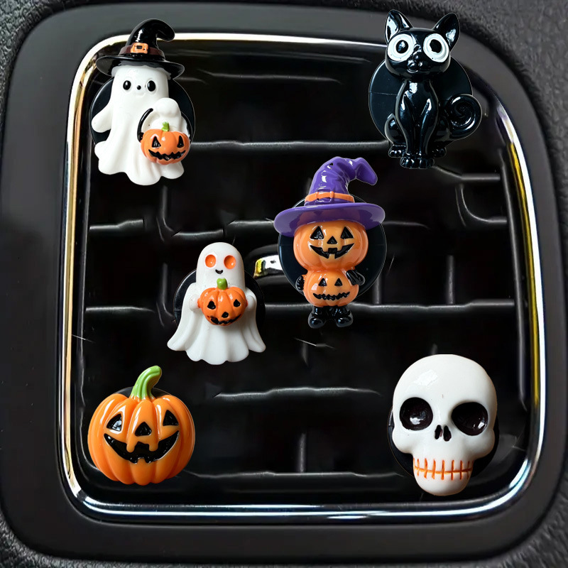 6 Pieces Of New Skull-Shaped Freshener Clips For Car Air Vents, Halloween Decorations