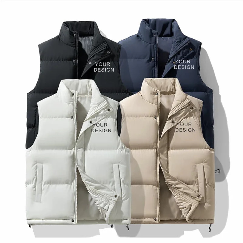 Winter Jacket Men Sleeveless Vest Casual Coat Down Cotton Warm Thick Waistcoat Gilet Workwear 260916