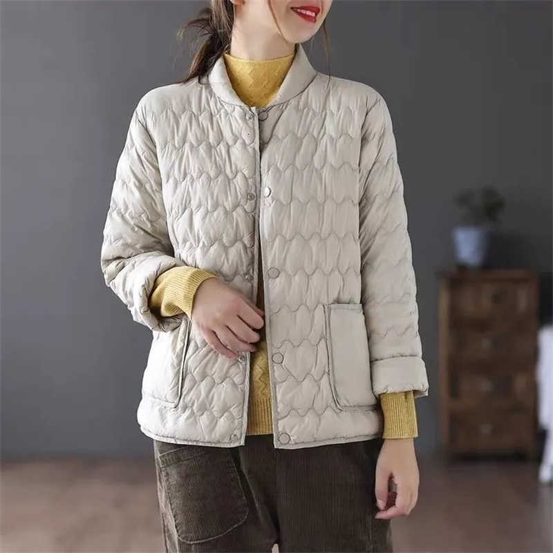 Cotton Korean Women Stand Collar Padded Coat Autumn Lady Cotton Linen Down Cotton Jacket Winter Femme Large Size 4XL Parkas Tops H260917