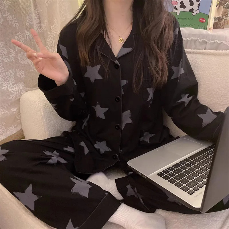 Spring and Autumn Ladies Korean Pajamas Homewear Set Girls Students Long-Sleeved Pajamas Senior Sense of Homewear Set 260916