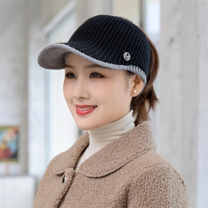 Knitted Empty Top Baseball Cap Breathable Outdoor Leisure Knit Woolen Cap for Women Autumn Winter Cycling Fashionable Hat260915ww