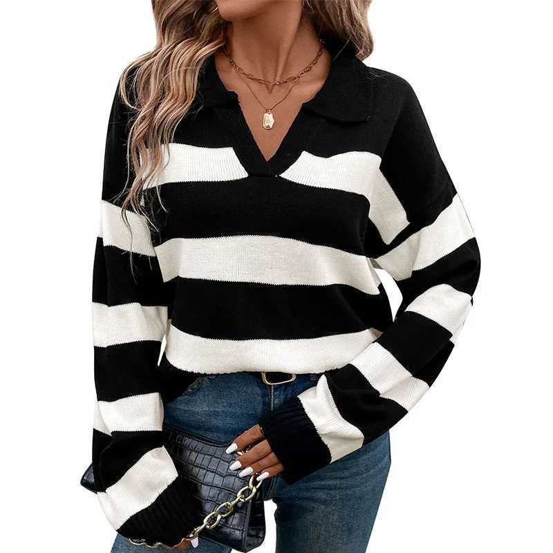 Autumn Women's Long Slve Collar Striped Sweater S2609175B4A